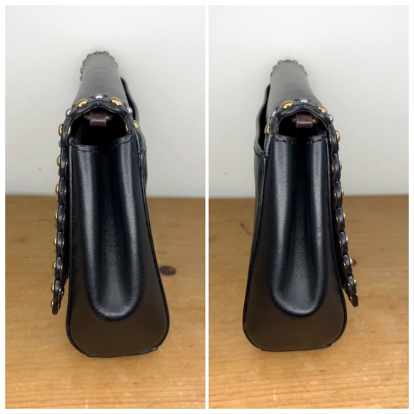 Coach Small Alexa Turnlock Clutch Scallop Rivets Black - Picture 3 of 9